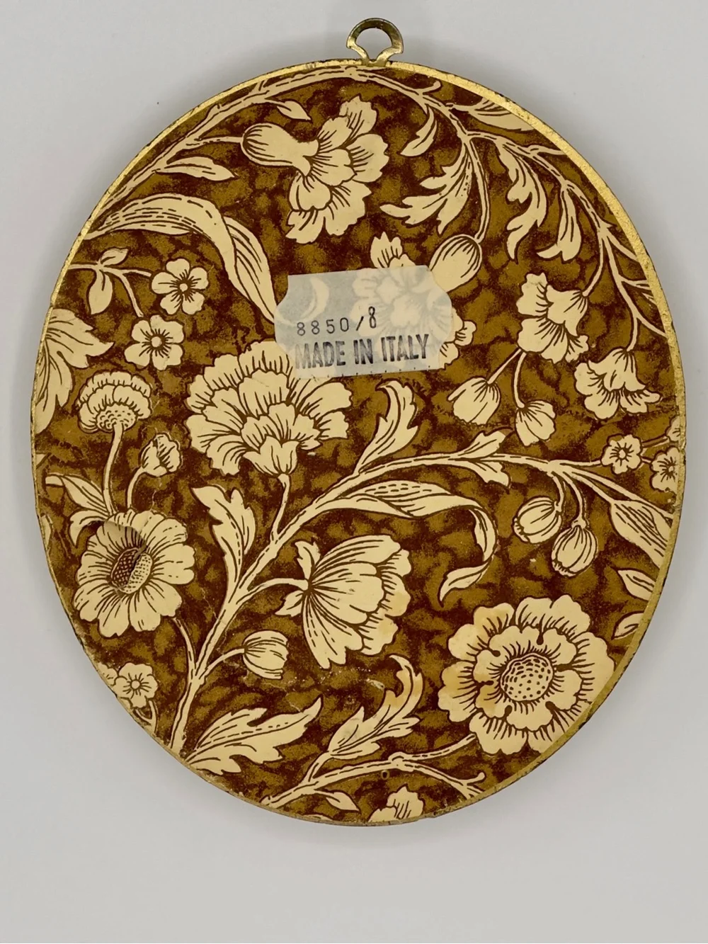 Vintage Pair Oval Gold Framed Wall Art Floral & Scenic Made in Italy